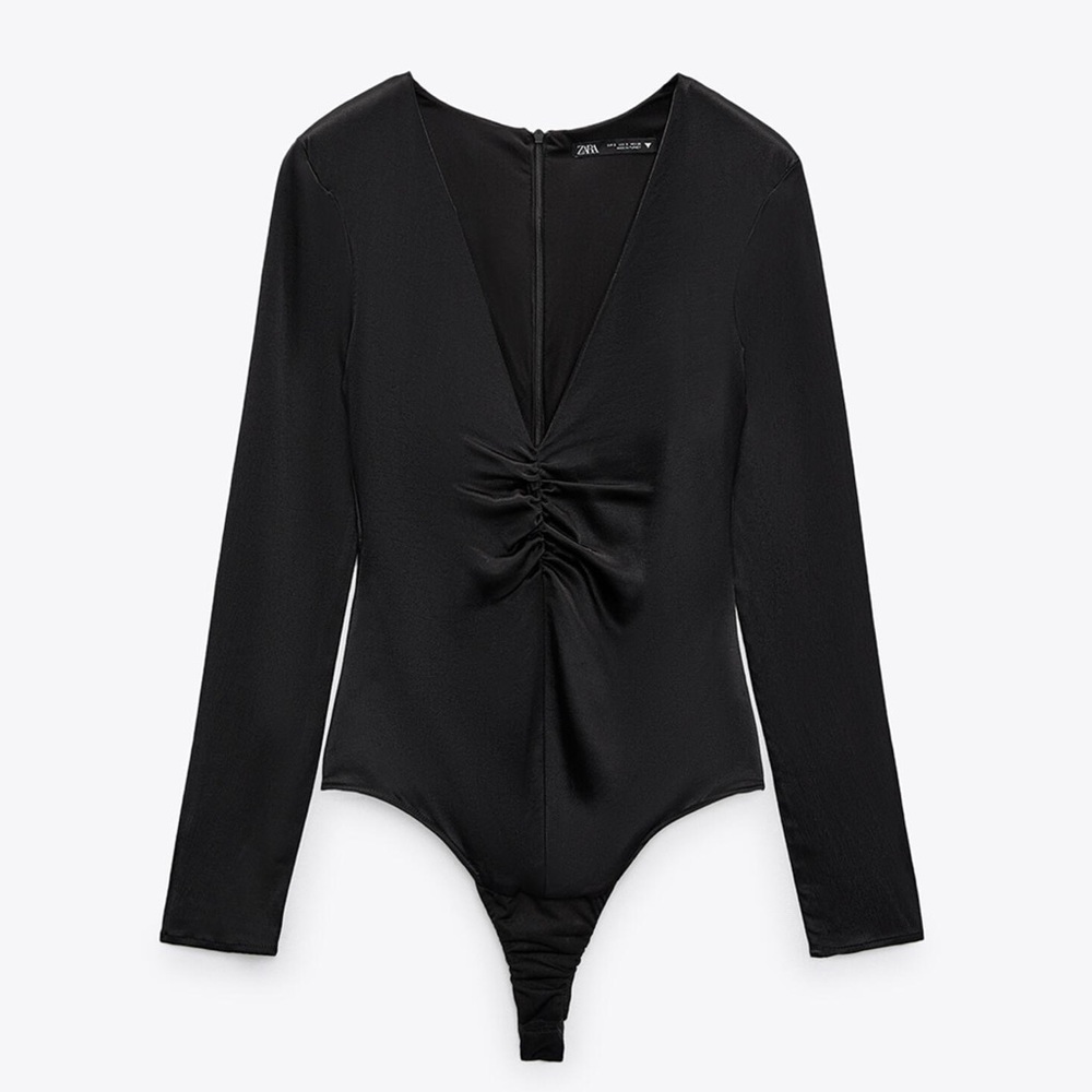 RUCHED SATIN EFFECT BODYSUIT